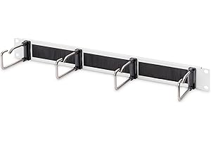DIGITUS Panel de gestión de cables con tira de cepillo - 1U - 4 soportes guía 40 x 75 mm - 19 pulgadas - Para armarios de red y cables de red - Gris