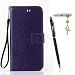 Produktbild Sony Xperia X Hülle, Sony Xperia X Schutzhülle, Alfort 3 in 1 Lederhülle Fashion Design Premium PU Leder Hohe Qualität Tasche Case Cover Kasten Abdeckung Wallet für Sony Xperia X 5.0" Smartphone Funktion Standfunktion Unterstützte Telefone und Magnetverschluss mit Schmetterling ( Dunkles Violet ) + Alfort Schwarz Stylus Pen + Netter Staub Stecker