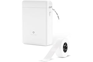 BORN4SHIP Bluetooth Label Maker Machine with Tape(14*40mm), HP2-S Portbale Label Thermal Printer, Inkless & Rechargeable, Mini Sticker Printer with Multiple Templates for Organizing Storage Office Home, White