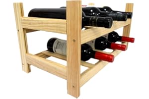 MEYVASER.COM ECOMMERCE COMPANY Meyvaser Botellero de Madera de Pino Apilable en Color Natural para 12 Botellas y con 2 Niveles de Altura