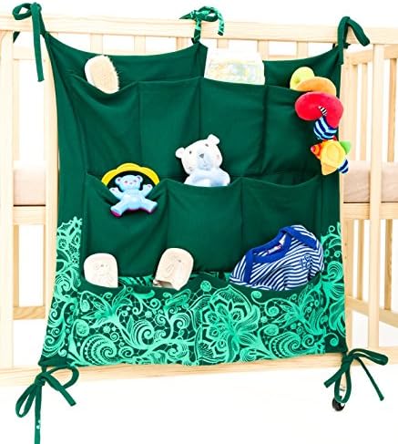 Keep Baby Room Clean &amp; Tidy w/ Cool Babypeta Stylish Organizer - Hanging Changing Nursery Organiser for Toys, Diapers, Pacifiers &amp; Other Baby Items, Fits Baby Cribs &amp; Changing Tables GREEN