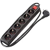 Brennenstuhl 1550600416 - Regleta de 6 enchufes con interruptor (1,4 m), color negro
