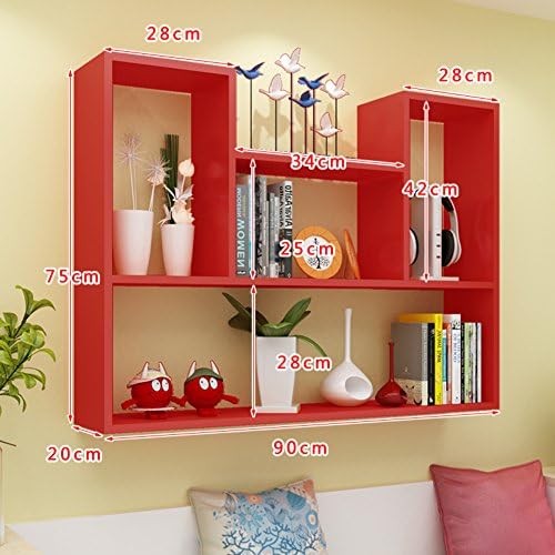 Wall mount shelf,Decorative wall book shelf set hanging flower rack wood simple creative for living room or bedroom-R