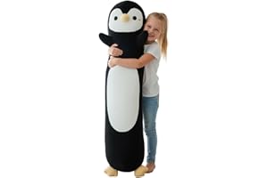 Aiuidun Penguin Plush Pillow - 23.6 Inch Long Stuffed Animal, Ultra Soft Cuddle Pillow for Kids & Adults, Huggable Penguin Toy Gift for Birthday, Christmas, Valentine's Day (Black)