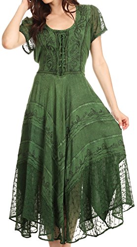sakkas marigold embroidered fairy dress Fairy A Line V Neck Elastic Satin Modest Wedding Dress WD757 US16 / Custom Color