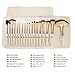 Abody Professional Cosmetics Makeup Brush Set Tools Cosmetic Makeup Brush Kit with Roll up PU Leather Bag, Wooden Handle (18pcs Golden)