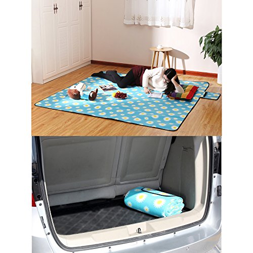 SONGMICS 200 x 200 cm XXL Picknickdecke Fleece wärmeisoliert wasserdicht mit Tragegriff GCM74J – Bild 4