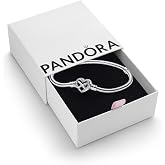 Pandora Moments Pulsera de plata de ley con cadena de serpiente y cierre en forma de coraz&oacute;n y s&iacute;mbolo de infinito con circon