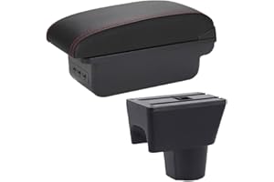 ZONEWD Accoudoir Voiture Boîte pour Renault Dacia Duster 2012 2013 2014 2015 2016 2017 2018, Console Centrale Boîte Rangement Accoudoir Accessoire Voiture,WithUSB-C/Red-Line