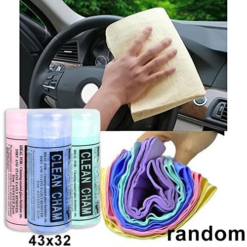 Frenshion Lotto di 3 pezzi Panno di camoscio in pelle scamosciata PVA Panno per pulizia auto asciugamano salviette 43x32 cm Casuale