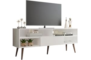 Madesa Mueble TV, Mesa Moderna para Salón y Dormitorio con 2 Puertas para TV de 65 Pulgadas, 150 x 40 x 60 cm, Madera - Blanco