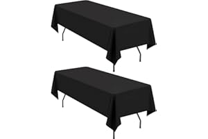 LYAFS 2 Pack Rectangle Tablecloth,60 x 102 inch Black Tablecloth Polyester Table Cloth for 6 Ft Rectangle Tables,Stain and Wrinkle Resistant Washable Fabric Table Covers for Wedding,Restaurant,Party,Banquet