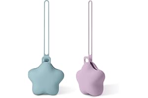 HAGOT Pudełko na smoczek, silikonowe, 2 sztuki, pudełko na smoczek w podróż, wzór gwiazdy, do przechowywania smoczków, nie zawiera BPA, bezpieczne akcesorium dla niemowląt, niebieskie i fioletowe