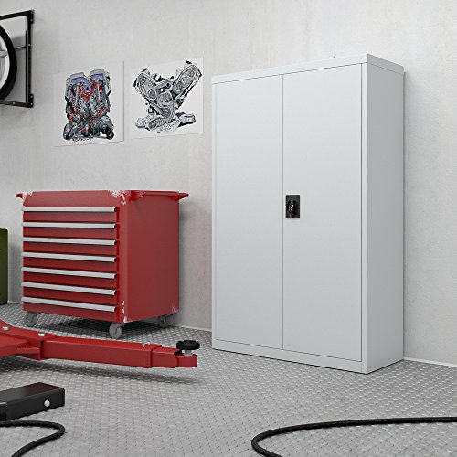 Aktenschrank Büroschrank Werkzeugschrank Metallschrank Universal Schrank grau 3 Einlegeböden - 7