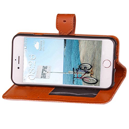 iPhone 6 Lederhülle, Asnlove PU Ledertasche Schutzhülle + Weich Hülle Stand Feature Flipcase Tasche Leather Case mit Standfunktion Tablet Etui mit Karte Slots für iPhone 6 Case, iPhone 6s Cover – Lila - 6