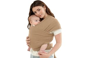 Dams Écharpe porte-bébé, ergonomique et élastique, doux et respirant, nouveau-né jusqu'à 15,9 kg, pour maman et papas, adapté à l'allaitement et lavable (marron)