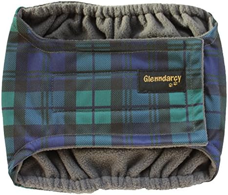 Glenndarcy Male Dog Belly Band - Urine Incontinence - Black Watch Small Band & 2 Washable Pads