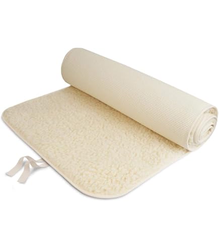 Yogamatte Aus Schurwolle – 20mm Dick, Mit Farbigem Saum & Bindeband