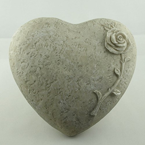 Deko Herz mit Rose zum legen, Steinoptik Polyresin. Durchmesser 18cm. 1 Stück