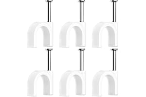 LABUYI 60 Pieces Wire Clips for Cables,Cable Clips White,Cable Wall Clips,Cable Tacks,Management Holder for Organiser Desk,Wall,Office and Home,Outdoor(10mm)