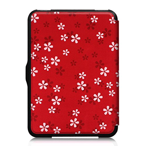 Tolino Vision 1 / 2 / 3 / 4 HD und Tolino Shine 2 HD Hülle – Fintie Ultradünne Smart Shell Case Schutzhülle Tasche Etui mit Ruhemodus und Magnetverschluss für Tolino Vision 4 HD / Vision 3 HD / Vision 2 / Vision 1 / Shine 2 HD eReader, Fleur rouge - 5