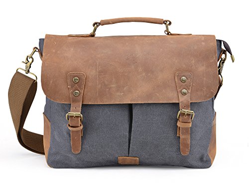 GOOTIUM 21108GRY-L Vintage Canvas Sac Épaule Messenger pour Homme/Femme, 39 cm, 12,5 L, Gris