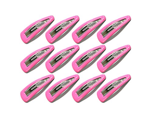 Hair Slides - 4.7cm - 12 Pack - Various Colours - Pink