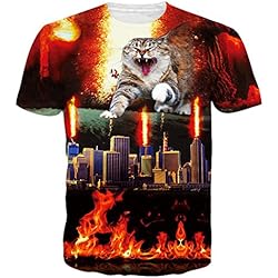 Leapparel El Gato Divertido Unisex 3D De Diseñó La Ropa L De Las Camisetas De Las Camisetas De Hip Hop De La ImpresióN