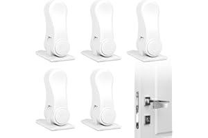 SHISHENG 5 Pcs Baby Safety Handle Lock Door Lock Without Drilling Baby Door Safety Locks 3 M Adhesive Child Locks Security Door Locks 180 Degree Revolving Door Locks for Children Pet（White）