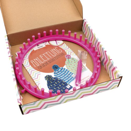 myboshi Strick-Ring Loom-Set inkl. Anleitung für eine Mütze – ideal für Einsteiger und Kinder ➧ Strickring + Anleitung + Loomhaken + Loomnadel - 2