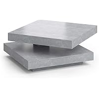 Vicco Couchtisch Elias 360° drehbar 70 x 70 x 34 cm Wohnzimmertisch Tisch (Beton)