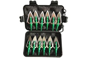 RINTALEN 12 pcs Vert Plat des Pointes en Acier avec 100 Grain Chasse flèches Pointes à vis Filetage tir à l'arc Les Tirets& Plastique Coque pour Les Tirets