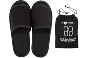 VALICLUD Zapatillas Abiertas de Algodón Zapatillas Plegables de Viaje Zapatillas Ultraligeras para Viajes de Negocios Hotel en Casa de Interior (Negro)