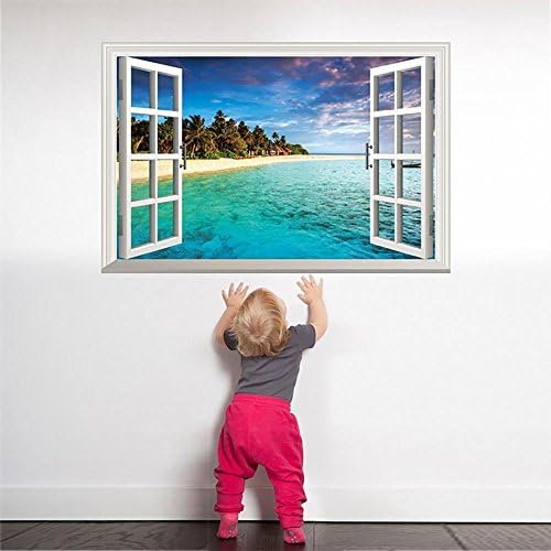 Fake Window Landscape Wall Stickers Living Room Bedroom Schoolroom Kitchen Self-adhesive 3D Removable PVC