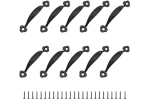 JINXM 10 RéTro Poignées Poignee de Meuble Bouton de Porte Poignee Entraxe Rustiques en Alliage de Zinc Pour Cuisine Porte de Grange Jardin Remise Tiroir D'Armoire En Bois(80MM)