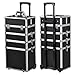 tinxs All in 1 Pro Large Aluminium Hairdressing Makeup Vanity Toiletry Storage Nail Case Box Beauty Cosmetics Trolley 4 in 1 (Black)