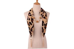 MoreChioce Halstuch mit Schmuck,Damen Anhänger Schal Fransenschal Halskette Schal mit Gold Quaste Anhänger Halsschmuck Rundschal Loopschal