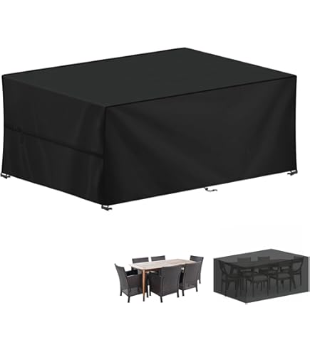 Tuinmeubelhoezen, 230x220x90cm/LxBxH zilveren scheurbestendige Oxford-stoffenmeubelhoes waterdicht, grote rotan terrasset, tuintafelhoes, winddicht, anti-uv, rechthoekig Tuinmeubelhoezen, 230x220x90cm/LxBxH zilveren scheurbestendige Oxford-stoffenmeubelhoes waterdicht, grote rotan terrasset, tuintafelhoes, winddicht, anti-uv, rechthoekig