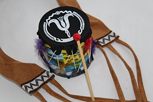 Indianer Trommel mit Schlegel Musikinstrument Kindertrommel Musik Spielzeug Mottoparty Rollenspiele Accessoire Wilder Westen - 4