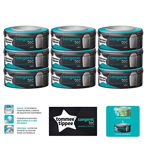 Tommee Tippee Sangenic Tec - Recambio para papelera de pañales - Juego de 9