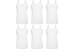 Men’s 100% Cotton Jersey Vests 6 Pack – Breathable Sleeveless Tank Tops, Soft Lightweight Undershirts, Classic Fit Gym & Ever