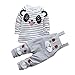 CHIC-CHIC Ensemble Salopette avec Haut Longues Manches Bébé Garçon Fille Panda Rayure Haut T-shirt Mignon 18-24mois Gris