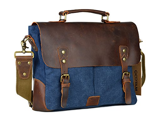 Gootium 21108NV Vintage Canvas Schultertasche Umh  ngetasche f  r Damen Herren  35 cm  9 5  l  blau