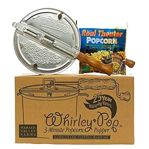 Wabash Valley Farms - Stovetop Popcorn Popper - Whirly Pop with Popping Kit - Silver - Perfect Popcorn in 3 Minutes