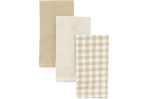 DAMDAM GO Paño de Cocina, Absorbente y Resistente, Diseño Elegante para Cocina, Juego de Trapos Suaves, 50 x 50 cm, Pack 3 Unidades (Beige)