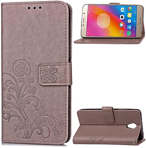 Lenovo P2 Case - Luxury Slim PU Leather Flip Protective Magnetic Wallet Cover Case for Lenovo P2 with Card Slot and Stand Feature (Grey)