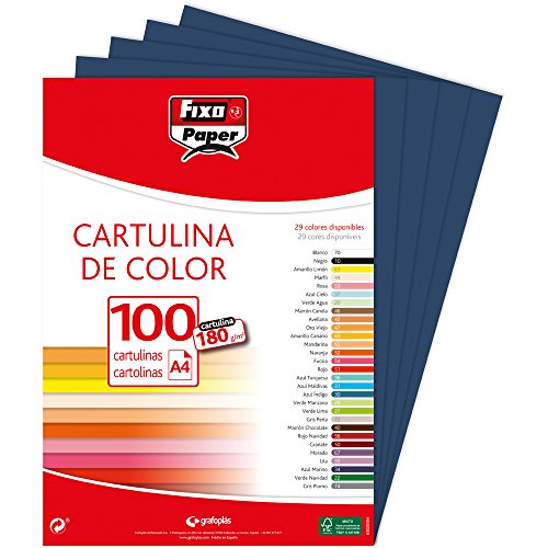 Fixo Paper 11110434 - Paquete de cartulinas A4 - 100 unidades color azul marino, 180g
