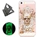 Produktbild iPhone SE/5S/5 hülle,[Mit freiem schwarzem Kickstand] Keyye [Kreative Luminous Durable] Silikon hülle,Aquarell Drucken Muster [Anti Staub]SchlankWeich gel TPU Schrubben Transparent Schutzhaut fluoreszierend Grüner Effekt Nacht Glühen in der Dunkel Portable Cover für iPhone SE/5S/5-Skelett Rose