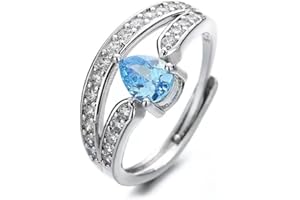 JSNOM Anelli Donna Argento Regolabile: Anello Cuore Per Amicizia, Regalo per Compleanno San Valentino Natale per Fidanzata Famiglia Mamma Amico (C-Cubic-White)