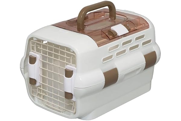 Iris Ohyama, Caisse, Panier, Sac de Transport Plastique(PP) pour Chat, Deux Portes Amovibles à Grille et Fermeture sécurité, Deux lanières, L51.1 x P32.1 x H28.7 cm, PDPC-500, Blanc